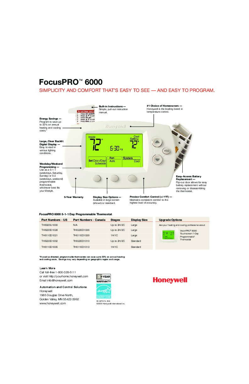 Honeywell focuspro 6000 user manual pdf 2 8